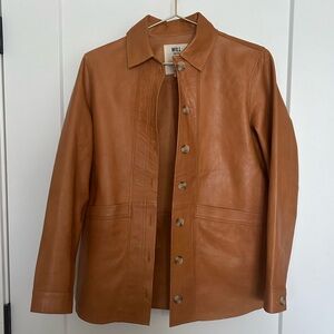 Sezane Will Jacket Honey Leather XS Like New
